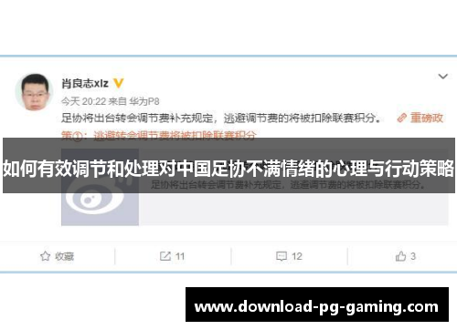 如何有效调节和处理对中国足协不满情绪的心理与行动策略
